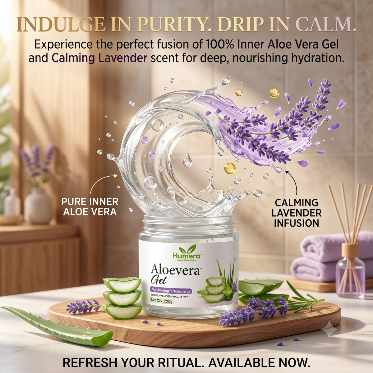 Humera Lavender Aloe Gel: Instant Solution for Dry Skin and Sunburn