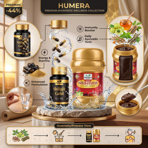 Humera Wellness Collection: Shilajit Gold & Chyawanprash for Peak Daily Health.